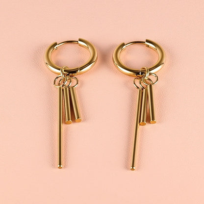 1 Pair Minimalist Classic Style Solid Color Polishing Plating 304 Stainless Steel 18K Gold Plated Drop Earrings