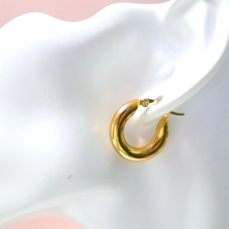 1 Pair Minimalist Solid Color Plating Stainless Steel Hoop Earrings