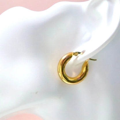 1 Pair Minimalist Solid Color Plating Stainless Steel Hoop Earrings