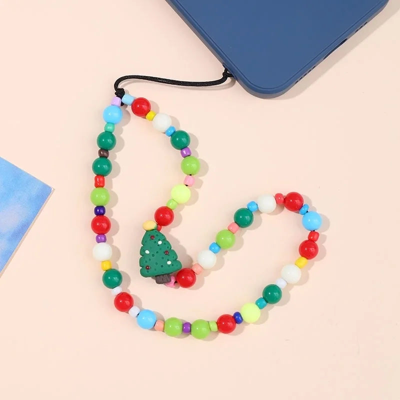 Cute Christmas Tree Santa Claus Plastic Polyester Christmas Mobile Phone Chain