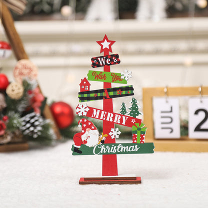 Christmas Mini Desktop Christmas Tree Wooden Ornament Holiday Atmosphere Scene Decoration