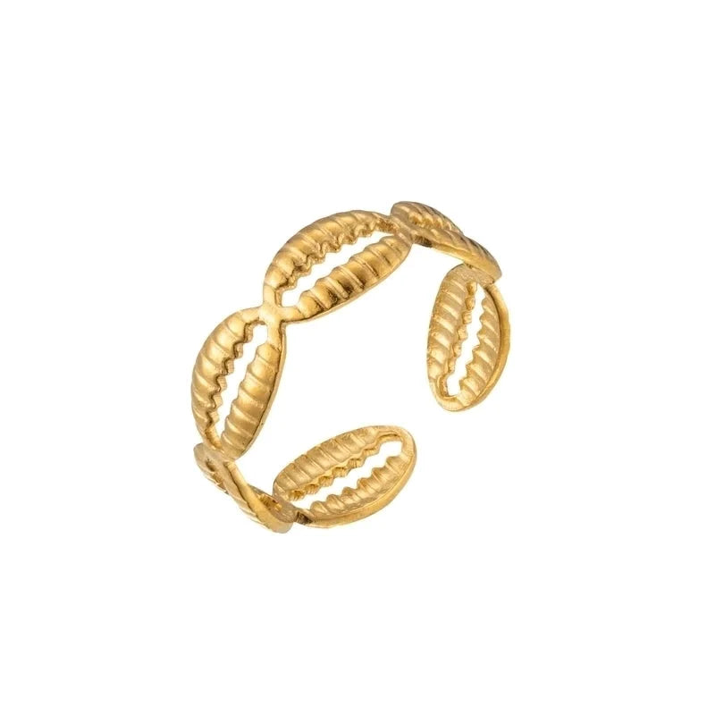 Marine Style Beach Minimalist Starfish Shell 304 Stainless Steel Open Rings