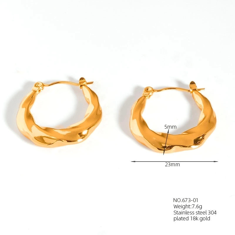 1 Pair Casual Modern Style Classic Style U Shape Geometric 304 Stainless Steel Titanium Steel 18K Gold Plated Earrings