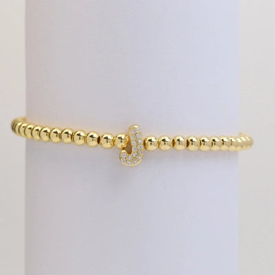 Xi Yin Hot Sale Brass Micro-Inlaid Bubble Balloon Diy26 English Letters Copper Bead Beaded Elastic Wire Bracelet