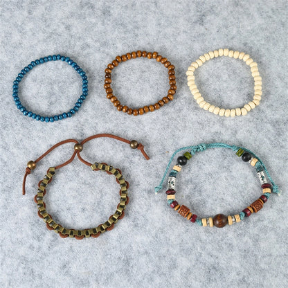 Casual Punk Cool Style Leaf Skull Pu Leather Alloy Halloween Men's Bracelets