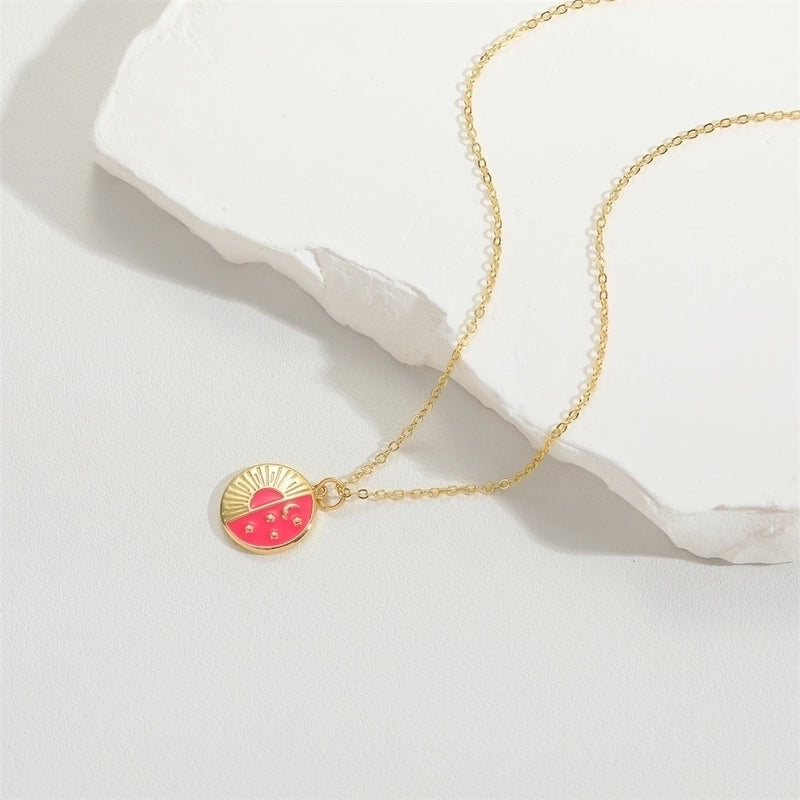 Copper 14K Gold Plated Vintage Style Minimalist Commute Enamel Inlay Butterfly Zircon Pendant Necklace