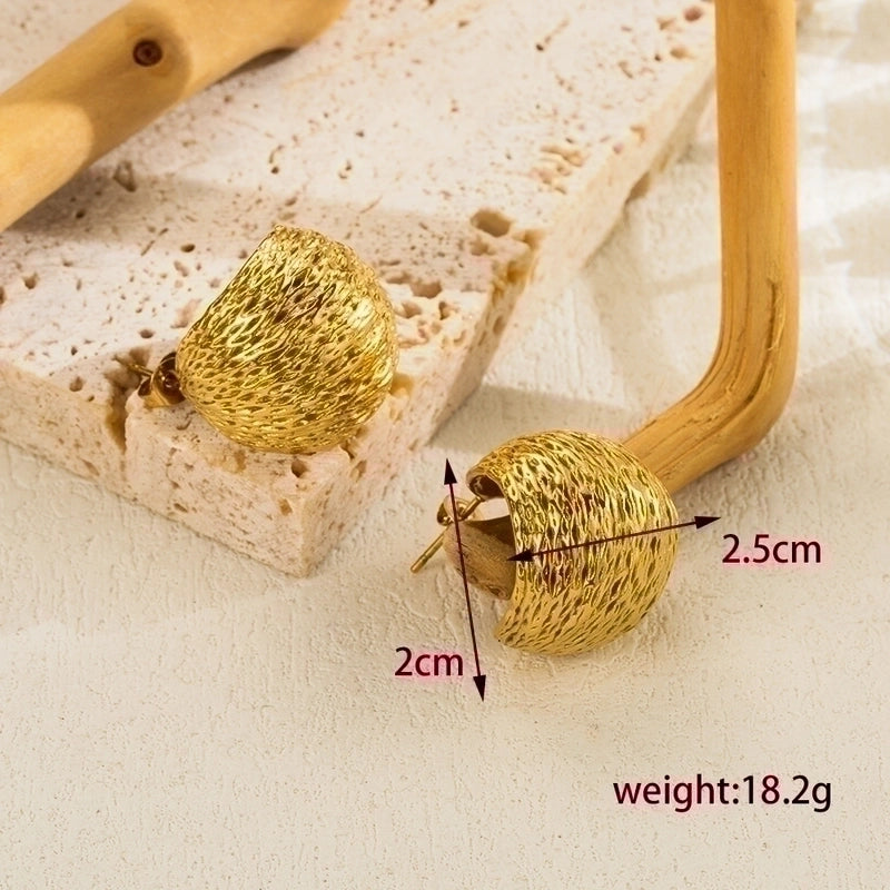 1 Pair Ig Style Minimalist Streetwear C Shape Semicircle Plating Stainless Steel 18k Gold Plated Ear Studs