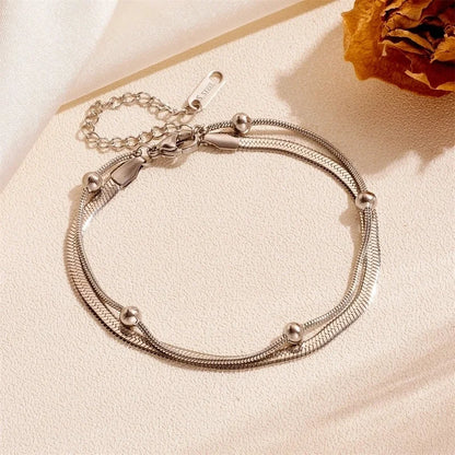 Elegant Minimalist Solid Color Titanium Steel 18K Gold Plated Bracelets Anklet Necklace