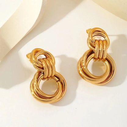 1 Pair Basic Minimalist Geometric 304 Stainless Steel 18K Gold Plated Ear Studs