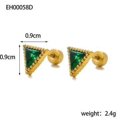 1 Pair Minimalist Triangle 304 Stainless Steel Zircon 18K Gold Plated Earrings