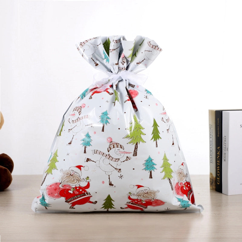 Cross-border New Christmas Gift Bag Santa Claus Drawstring Bag Aluminum Foil Bag Candy Packaging Bag Gift Bag