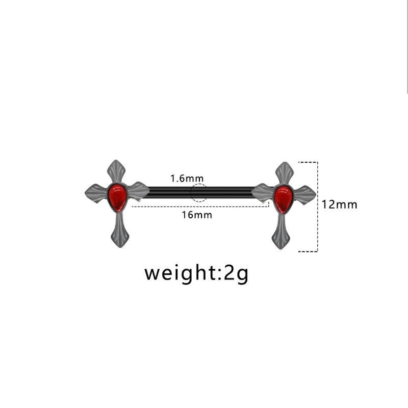 1 Piece Nipple Rings & Studs Punk Cross Heart Shape Spider Web Alloy Rhinestone Titanium Steel Epoxy Resin Glass White Gold Plated Gold Plated