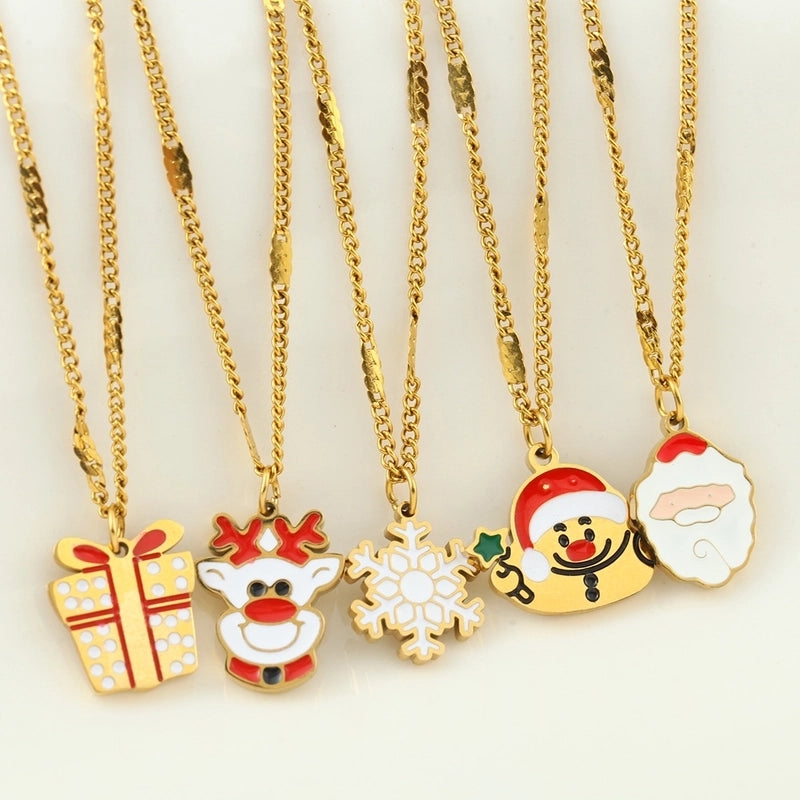 Nordic Style Classic Style Gingerbread Moon 316L Stainless Steel Plating Pendant Necklace