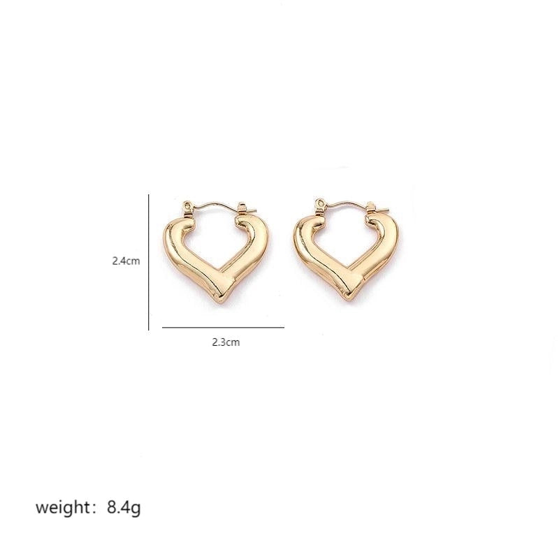 1 Pair Elegant Sweet Commute Heart Shape Plating Stainless Steel 18K Gold Plated Earrings