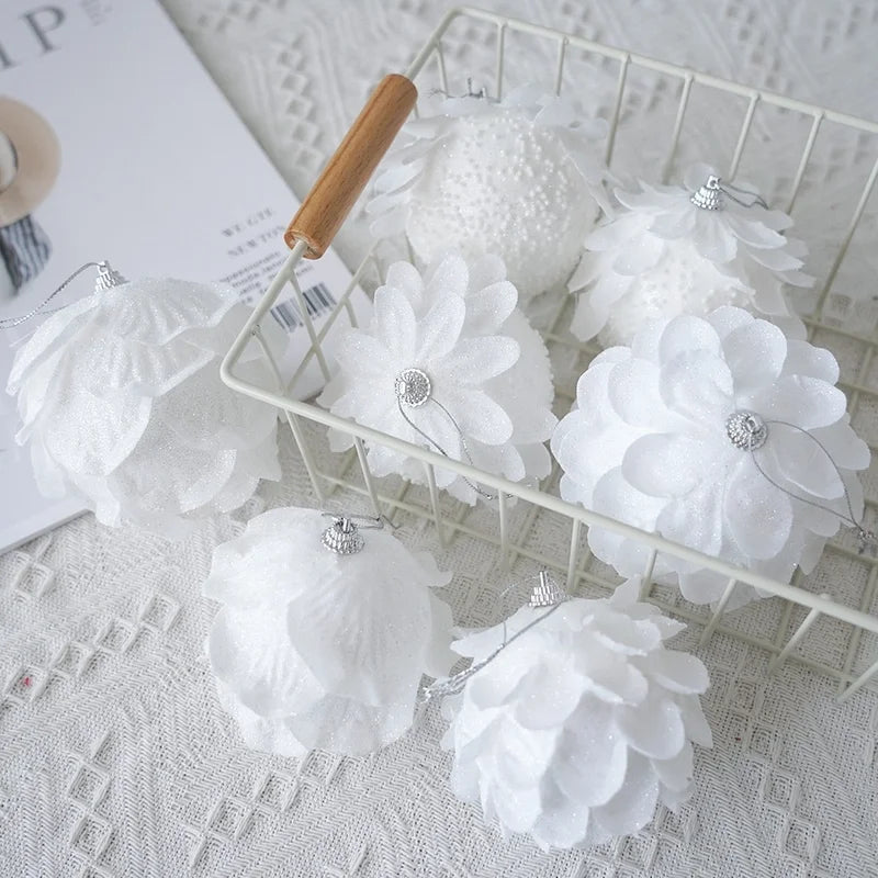 Plastic Ball Christmas Ball Petal Glitter White Foam Ball Christmas Decorations Christmas Tree Decoration Pendant