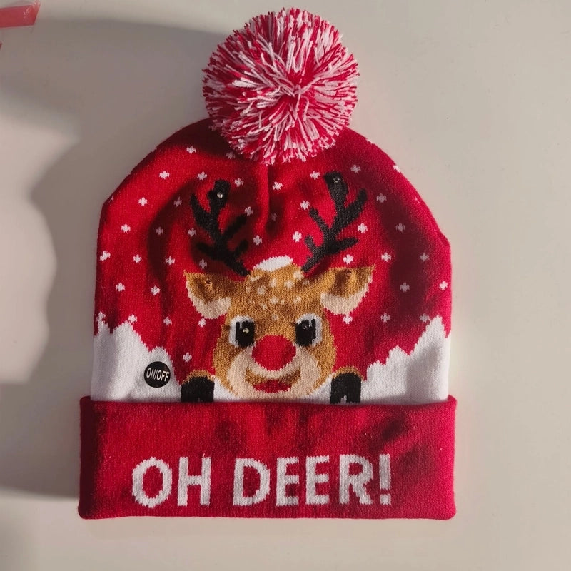 Kid'S IG Style Santa Claus Elk Pom Poms Wool Cap