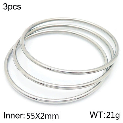 304 Stainless Steel 18K Gold Plated Minimalist Round Solid Color Bangle