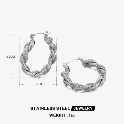 1 Pair IG Style Vintage Style Twist Plating 304 Stainless Steel 18K Gold Plated Hoop Earrings
