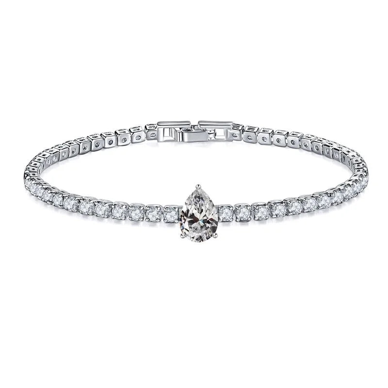 Retro Water Droplets Copper Inlay Zircon Bracelets 1 Piece