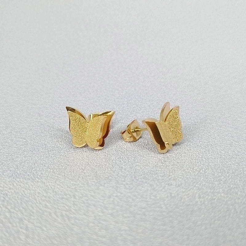 1 Pair Minimalist Butterfly Plating Titanium Steel 18K Gold Plated Ear Studs