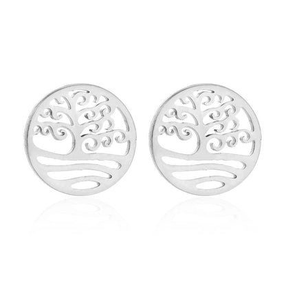 1 Pair Fashion Star Moon Tree Plating Hollow Out 304 Stainless Steel 18K Gold Plated Ear Studs