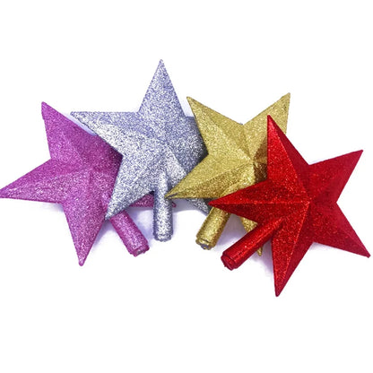 Christmas Tree Top Star 12/15/20/25/30cm Three-dimensional Blow Molded Five-pointed Star Multi-specification Christmas Tree Gold Powder Five Stars