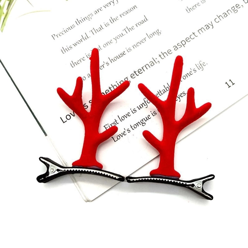 Christmas Cute Antlers Plastic Cloth Flannel Party Hairpin