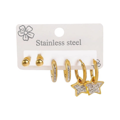 1 Set Minimalist Commute Star Heart Shape Butterfly 304 Stainless Steel Drop Earrings Ear Studs