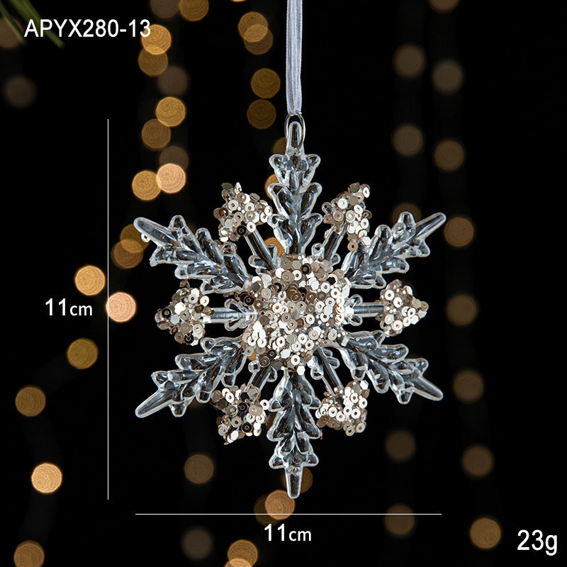 Christmas Ornaments Scene Decoration Supplies Christmas Tree Snowflakes Bells Small Hanging Decorations Crystal Transparent Hanging Ornaments