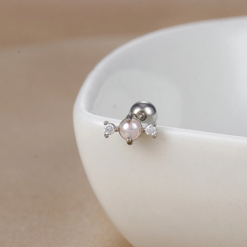 1 Piece Ear Cartilage Rings & Studs IG Style Ice Cream Heart Shape Candy 304 Stainless Steel Inlay Zircon 18K Gold Plated Ear Cartilage Rings & Studs