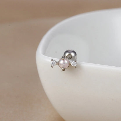 1 Piece Ear Cartilage Rings & Studs IG Style Ice Cream Heart Shape Candy 304 Stainless Steel Inlay Zircon 18K Gold Plated Ear Cartilage Rings & Studs