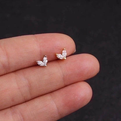 Ear Cartilage Rings & Studs Flower 316L Stainless Steel Copper Inlaid Zircon