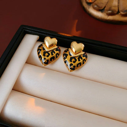 Luxurious Heart Geometric Heart Copper Electroplating Earrings