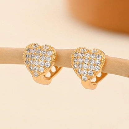 1 Pair Minimalist Solid Color Copper Zircon Earrings