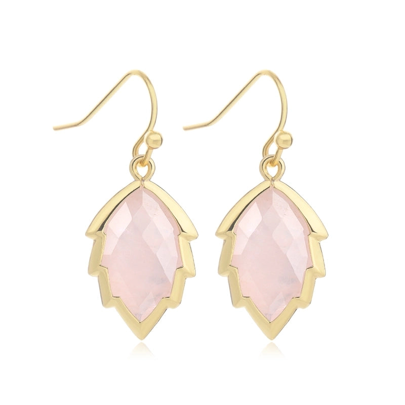 1 Pair Modern Style Sweet Leaves Natural Stone Copper Drop Earrings