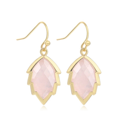 1 Pair Modern Style Sweet Leaves Natural Stone Copper Drop Earrings