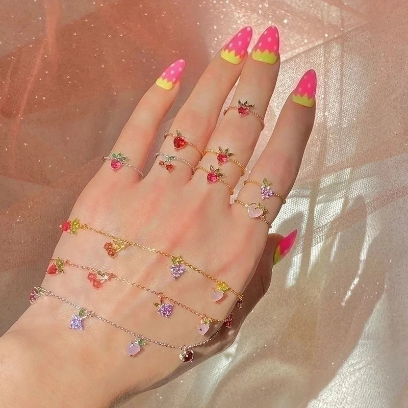 Color Zirconium Cherry Peach Tropical Fruit Rings