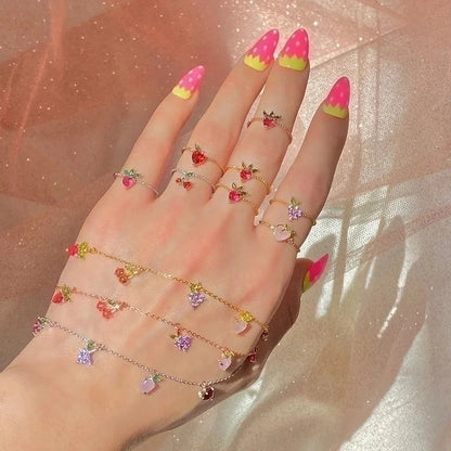 Color Zirconium Cherry Peach Tropical Fruit Rings