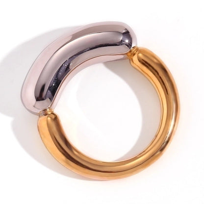Basic Minimalist Classic Style Solid Color 304 Stainless Steel 18K Gold Plated Plating Rings
