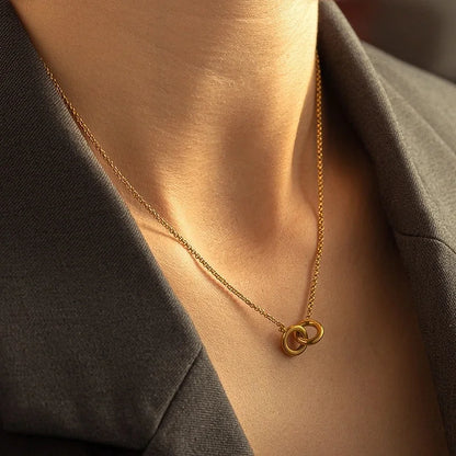 Retro Geometric Round Titanium Steel Agate Tiger Eye Plating Pendant Necklace