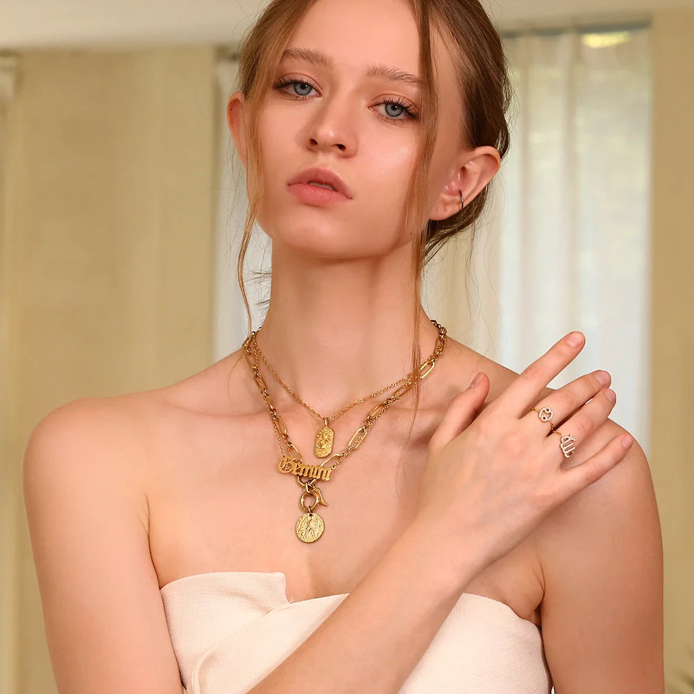 Fashion Zodiac Sagittarius Zodiac Sign Scorpius Libra Capricorn Virgo Stainless Steel Electroplating Rings