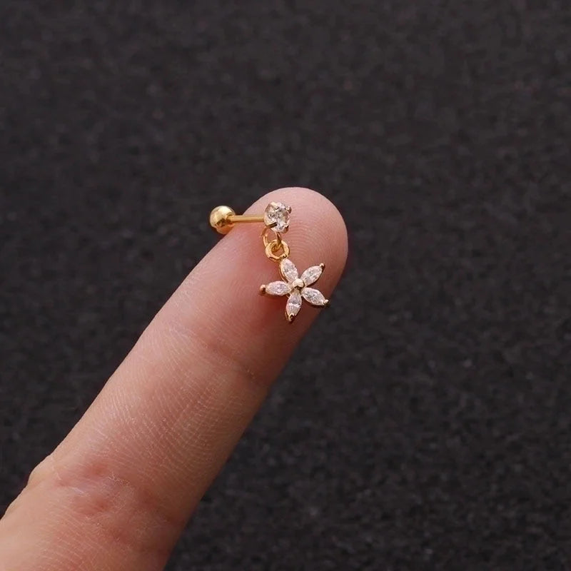Ear Cartilage Rings & Studs Minimalist Flower 316L Stainless Steel Copper