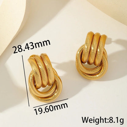 1 Pair Basic Minimalist Geometric 304 Stainless Steel 18K Gold Plated Ear Studs