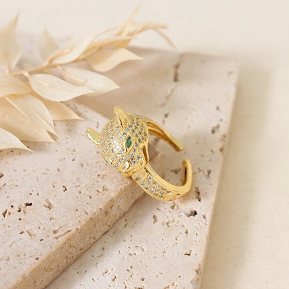 Sweet Round Copper Plating Inlay Rhinestones 18k Gold Plated Open Rings