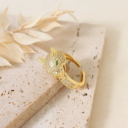 Sweet Round Copper Plating Inlay Rhinestones 18k Gold Plated Open Rings