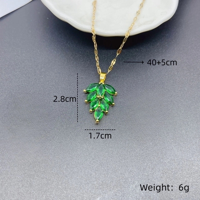Shiny Geometric 201 Stainless Steel Copper Inlay Zircon Pendant Necklace
