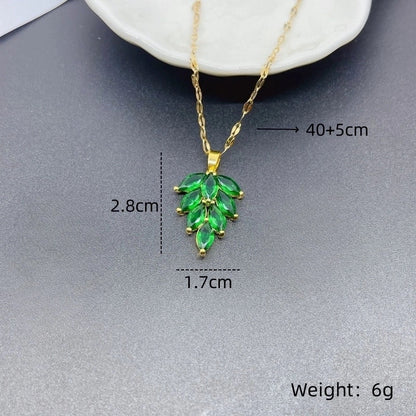 Shiny Geometric 201 Stainless Steel Copper Inlay Zircon Pendant Necklace