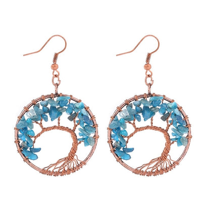 1 Pair Minimalist Leaf Natural Stone Copper Drop Earrings