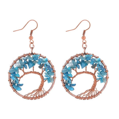 1 Pair Minimalist Leaf Natural Stone Copper Drop Earrings