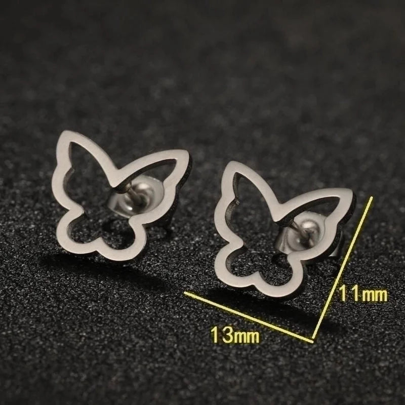 1 Pair Lady Butterfly Plating 304 Stainless Steel 18K Gold Plated Ear Studs